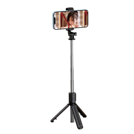 Statyw Tripod z Pilotem Bluetooth / Bezprzewodowy Selfie Stick / Kijek do Zdjęć XO SS09 czarny