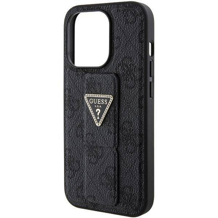Guess nakładka do iPhone 15 Pro 6,1&quot; GUHCP15LPGS4TDK czarna HC GRIPSTAND PU 4G TRIANGLE STRASS