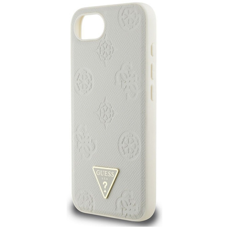 GUESS futerał do IPHONE 16e (SE 4 2025) kompatybilny z MagSafe GUHMPSE4PGBTME (Grained PU Hot Stamp Peony Triangle Logo) beżowy