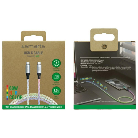 Kabel 4smarts USB-C 60W 1.5m RGB