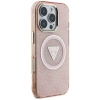 Guess IML Metal Glitter 4G Circle Triangle MagSafe Case für iPhone 16 Pro - Rosa