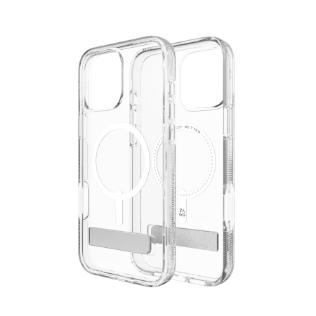 ZAGG Crystal Palace Snap Kickstand MagSafe Case with Stand for iPhone 16 Pro Max - Clear