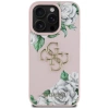 Guess Grained Roses Big 4G Logo iPhone 16 Pro Hülle - Rosa