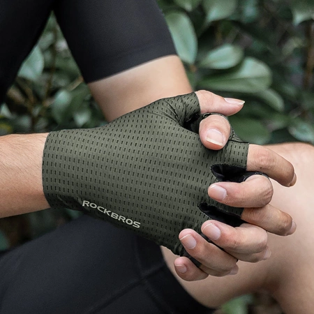 Rockbros Atmungsaktive Kurzfinger Fahrradhandschuhe Größe: M - Grün