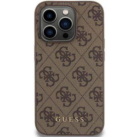 Etui Guess 4G Metal Gold Logo do iPhone 15 Pro - brązowe