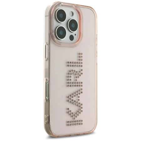 Karl Lagerfeld IML Rhinestones Logo iPhone 16 Pro Case - Pink