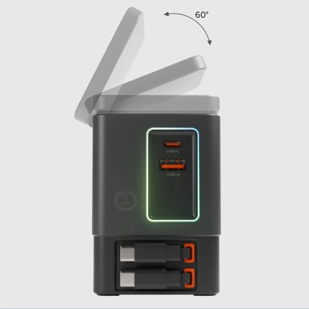 Stacja ładująca SBS Power Dock 6w1 z MagSafe, podstawką i kablami USB-C 65W – czarna