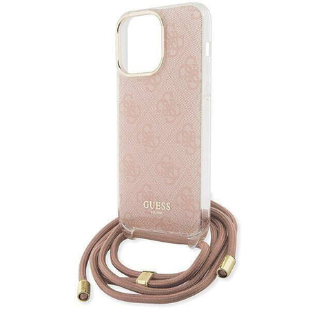 Guess nakładka do iPhone 15 Pro 6,1&quot; GUHCP15LHC4SEP HC CROSSBODY CORD 4G PRINT różowa