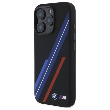 Original Handyhülle IPHONE 16 PRO MAX BMW Hardcase Silicone Random Lines MagSafe (BMHMP16X23SSPK) schwarz
