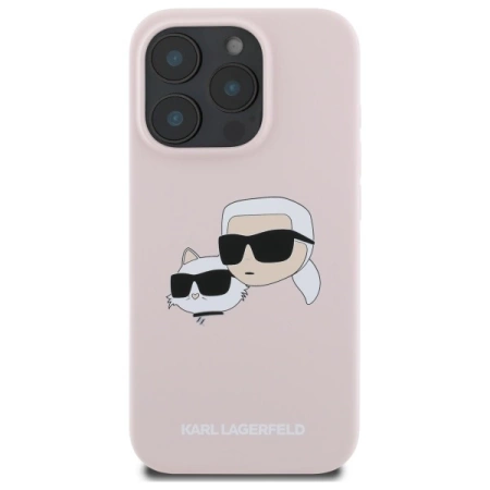 Etui Karl Lagerfeld Silicone nauble Heads Print MagSafe na iPhone 16 Pro - różowe
