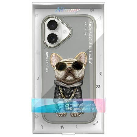 Nimmy etui iPhone 16 6.1" szary/gray      Glasses Cool Dog