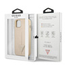 Original Case IPHONE 13 MINI Guess Hardcase Saffianotriangle Logo (GUHCP13SPSATLE) beige
