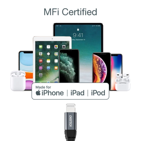 Kabel Choetech IP0039 USB-C / Lightning MFi o długości 1.2m - czarny