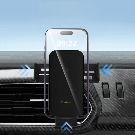 Uchwyt samochodowy Wozinsky WEDZ-3Y8S zaciskowy z ładowarką indukcyjną 15W do telefonu na kratkę nawiewu - czarny