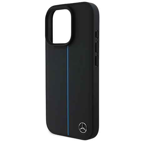 Mercedes nakładka do iPhone 16 Pro 6,3&quot; MEHMP16L23RURBK Hardcase MB Blue Line Leather MagSafe czarna