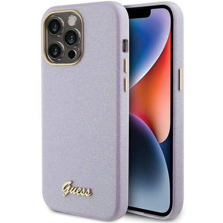 Guess Glitter Glossy Script case for iPhone 15 Pro - lilac