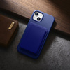 iCarer Litchi Premium Leather Case skórzane etui iPhone 14 Plus magnetyczne z MagSafe ciemnoniebieski (WMI14220711-DB)