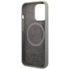Original Handyhülle IPHONE 13 PRO Guess Hard Case Silicone Logo Plate MagSafe (GUHMP13LSPLG) grau