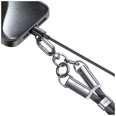 Smycz do telefonu z kablem do ładowania Usams SJ746 30W USB-C do Lightning 1.2m czarny