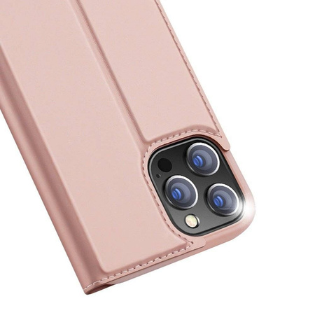 Etui IPHONE 13 PRO z klapką Dux Ducis skórzane Skin Leather jasny róż