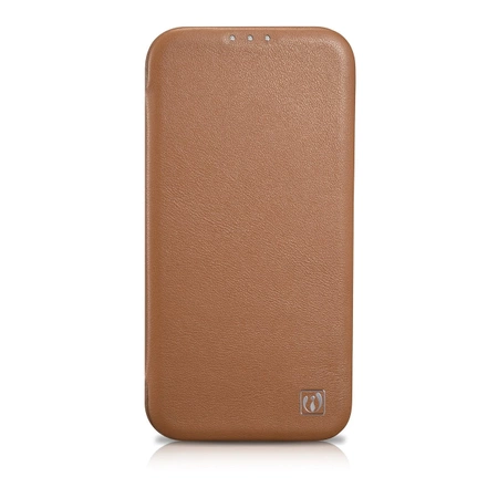 iCarer CE Premium Leather Folio Case skórzane etui iPhone 14 Plus z klapką magnetyczne MagSafe brązowy (WMI14220715-BN)