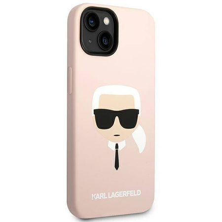 Oryginalne Etui IPHONE 14 PLUS Karl Lagerfeld Hardcase Silicone Karl`s Head Magsafe jasny róż