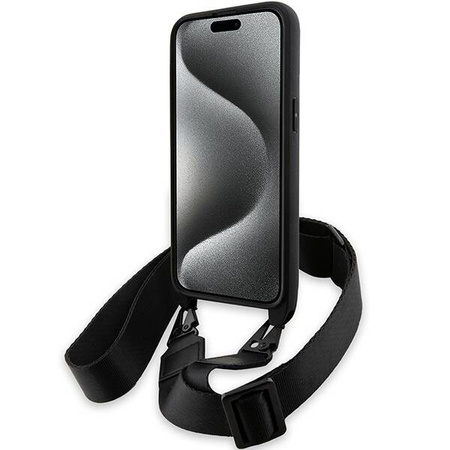 BMW M Edition Carbon Tricolor Lines &amp; Strap case for iPhone 15 Pro Max - black