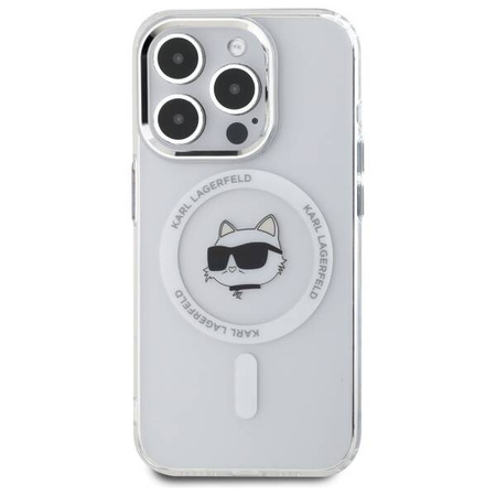 Etui Karl Lagerfeld IML Metal Choupette Head MagSafe na iPhone 15 Pro - białe