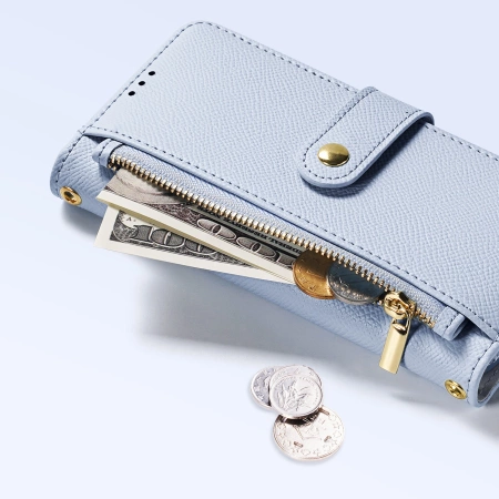 Dux Ducis Lawa iPhone 16 Lederhülle mit abnehmbarer magnetischer Brieftasche - Blau