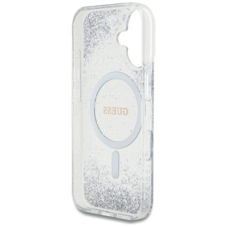 Etui IPHONE 16 Guess HC Resin Bottom Glitter srebrne