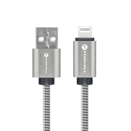 Kabel USB A do Lightning Forcell F-Energy 2,4A 12W Metal 2 m C236 srebrny