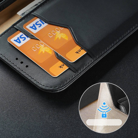 Dux Ducis Hivo Leather Flip Cover Genuine Leather Wallet for Cards and Documents iPhone 14 Pro Max Black