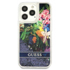 Guess GUHCP13LLFLSB iPhone 13 Pro / 13 6.1 &quot;blau / blaues Hardcase Flower Liquid Glitter