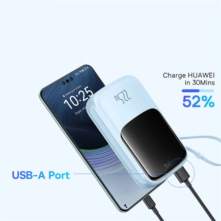 Baseus Qpow Pro+ 22,5 W 10000 mAh USB-C Powerbank – blau