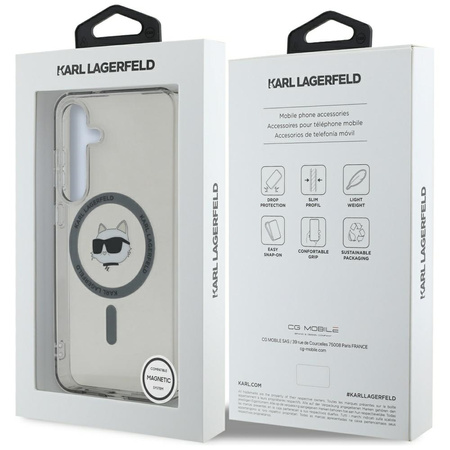 Etui Karl Lagerfeld Button Choupette Head Printed Logo MagSafe Samsung Galaxy S25 czarny