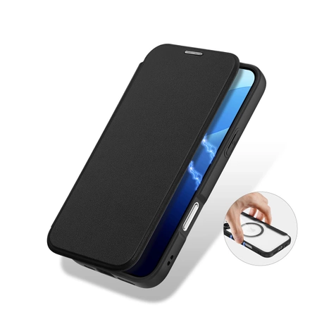 Dux Ducis Skin X Pro Hülle für iPhone 16 Pro mit MagSafe und Klappe – Schwarz