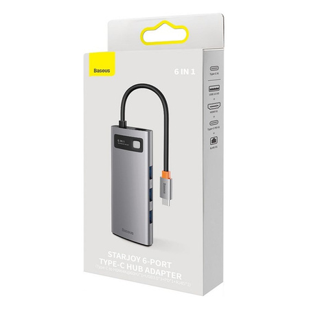 Hub 6in1 Baseus StarJoy Series, USB-C to 3x USB 3.0 + HDMI + USB-C PD + RJ45
