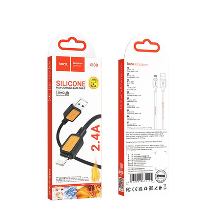 HOCO kabel USB A do Lightning 2,4A X108 1 m czarny
