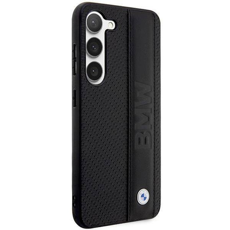 Case BMW BMHCS23M22RDPK S23+ S916 black/black hardcase Leather Textured &amp; Stripe