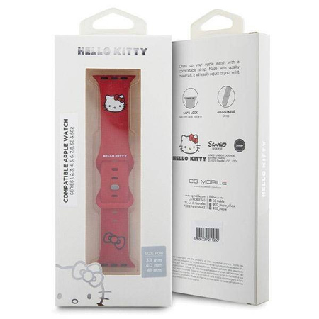 Pasek Hello Kitty Silicone Kitty Head na Apple Watch 38/40/41mm - czerwony