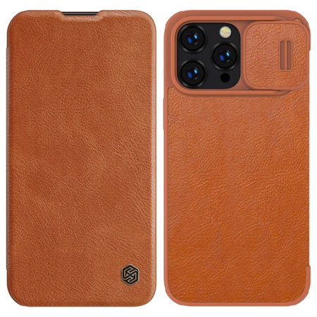 Nillkin Qin Leather Pro Case iPhone 14 Pro Max Camera Cover Holster Cover Flip Case Brown