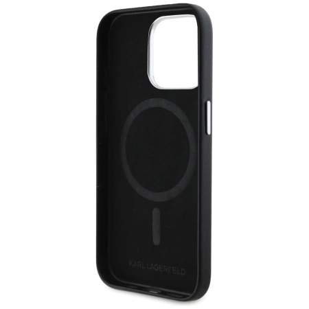 Karl Lagerfeld FW Metal Plate MagSafe iPhone 15 Pro Max Case - Black