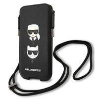 Karl Lagerfeld Handtasche KLHCP12MOPHKCK 6,1" schwarz / schwarzes Hardcase Saffiano Ikonik Karl & Choupette Head