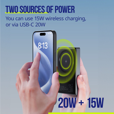 Allity power bank bezprzewodowy APB-300 PD QC 20W 10000 mAh szary magnetyczny