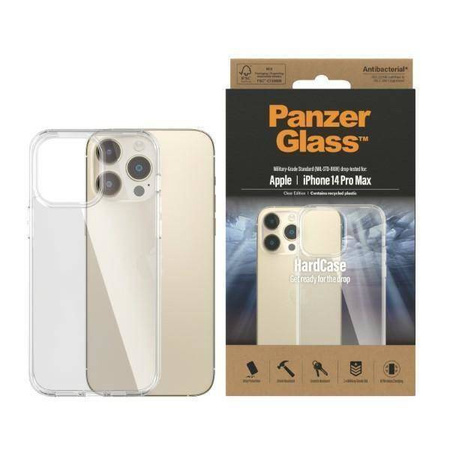 Case IPHONE 14 PRO MAX PanzerGlass HardCase Antibacterial Military (0404) Grade Clear transparent