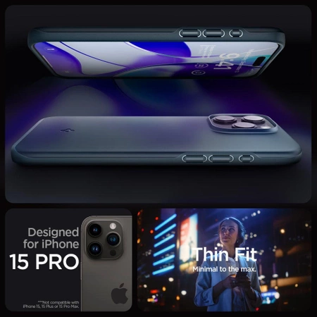 Spigen Thin Fit, Metallschiefer – iPhone 15 Pro