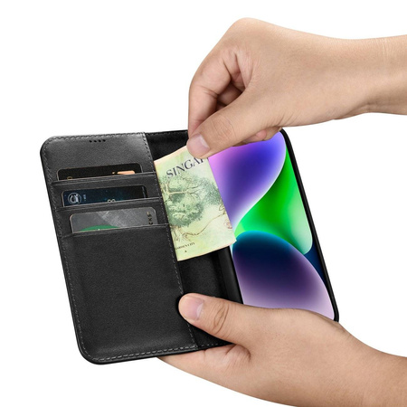 iCarer Wallet Case 2in1 Case iPhone 14 Plus Leather Flip Cover Anti-RFID Black (WMI14220727-BK)