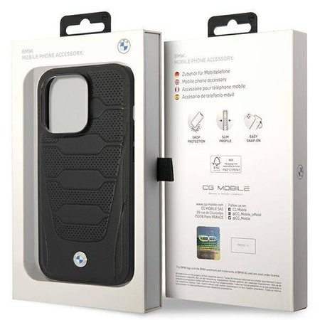 Original Case IPHONE 14 PRO BMW Leather Seats Pattern MagSafe MagSafe (BMHMP14L22RPSK) black