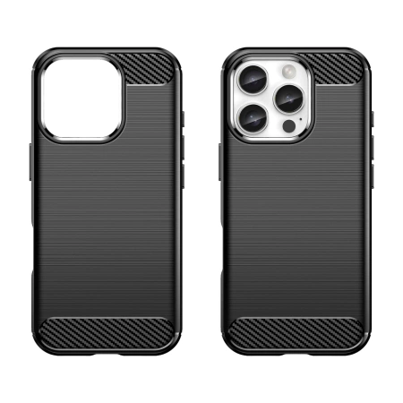 Carbon Case Silikonhülle für iPhone 16 Pro - Schwarz