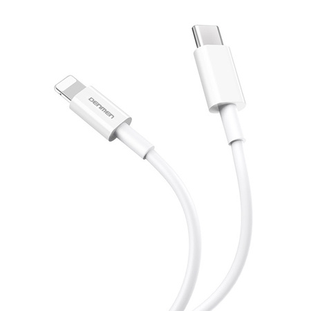 DENMEN KABEL USB PD TYP-C - LIGHTNING 20W 3,6A WZMACNINANY BIAŁY 2M D65